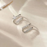 Silver Asymmetric Zircon Ear Cuff Clip for Women