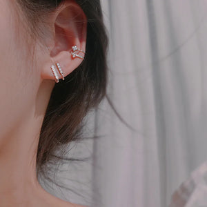 Silver Asymmetric Zircon Ear Cuff Clip for Women
