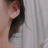 Silver Asymmetric Zircon Ear Cuff Clip for Women