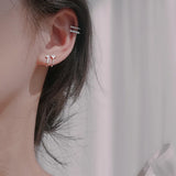 Silver Asymmetric Zircon Ear Cuff Clip for Women