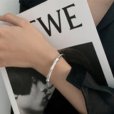 Silver Bamboo Bangles Bracelet Open Cuff Bangle Adjustable