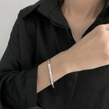 Silver Bamboo Bangles Bracelet Open Cuff Bangle Adjustable