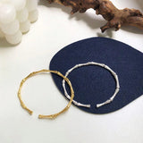 Silver Bamboo Cuff Bangle for Women Men Adjustable
