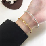 Silver Bamboo Cuff Bangle for Women Men Adjustable