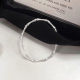 Silver Bamboo Cuff Bangle for Women Men Adjustable