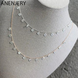 Silver Zircon Tassel Pendant Necklace for Women