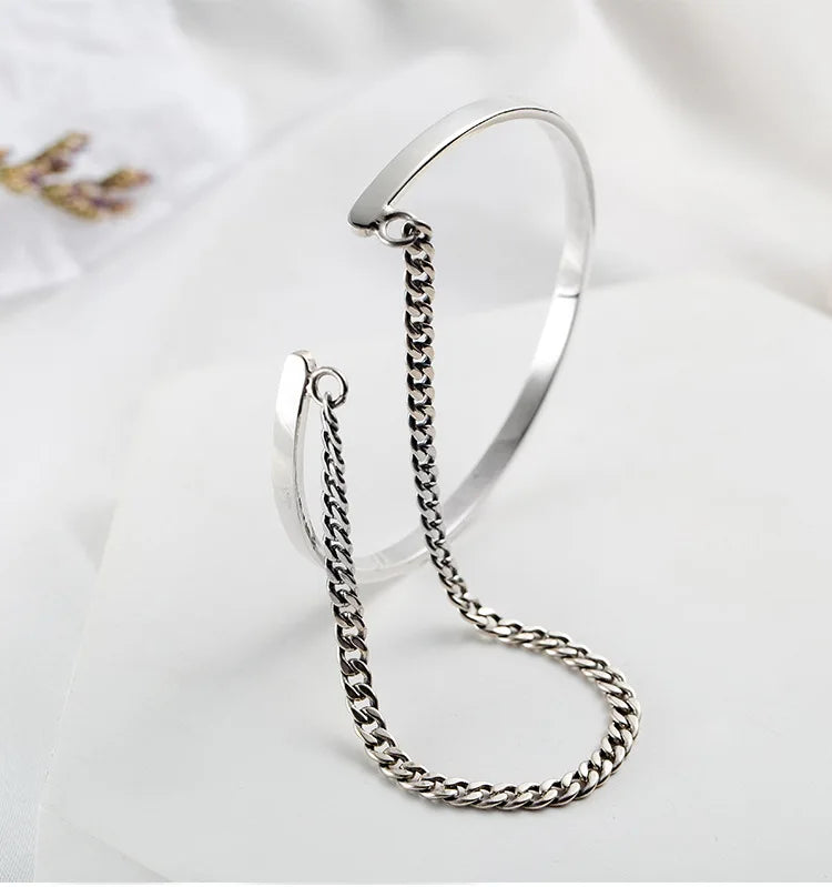 Silver Double Layer Cuff Bracelet Bangles Wedding Jewelry Gift