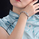 Silver Braided Twist Bracelets Bangles Retro Men Jewelry