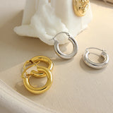 Silver Chunky Hoop Earrings Round Tube Daily Party Jewelry