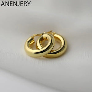 Silver Chunky Hoop Earrings Round Tube Daily Party Jewelry