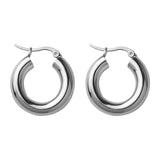 Silver Chunky Hoop Earrings Round Tube Daily Party Jewelry