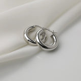 Silver Chunky Hoop Earrings Round Tube Daily Party Jewelry