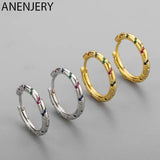 Silver Circle Hoop Earrings CZ Wedding Party Jewelry
