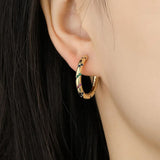 Silver Circle Hoop Earrings CZ Wedding Party Jewelry
