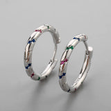 Silver Circle Hoop Earrings CZ Wedding Party Jewelry