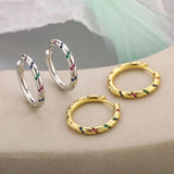Silver Circle Hoop Earrings CZ Wedding Party Jewelry