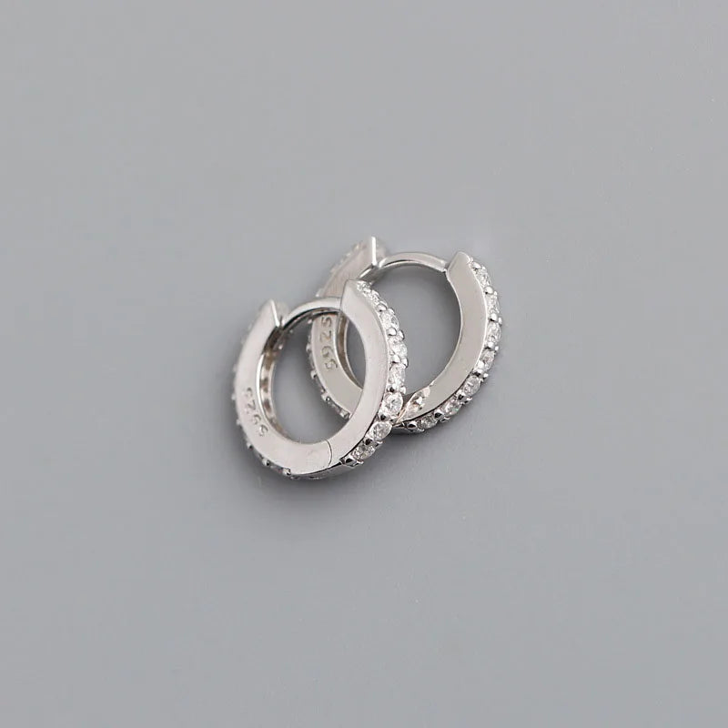 Silver Zircon Small Hoop Earrings 7mm Unisex Kids Jewelry