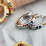 Silver Zircon Small Hoop Earrings 7mm Unisex Kids Jewelry