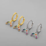 Silver Copper Geometric Moon Star Disc Pendant Hoop Earrings