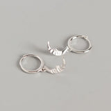 Silver Copper Geometric Moon Star Disc Pendant Hoop Earrings