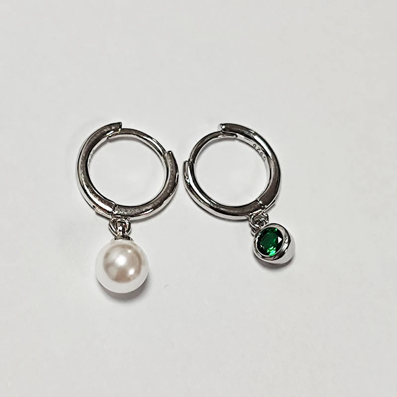Silver Copper Heart Circle Huggie Hoops Earrings Female Minimalist Filled French