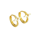 Silver Copper Heart Circle Huggie Hoops Earrings Female Minimalist Filled French
