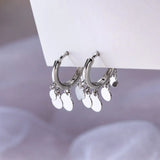 Silver Copper Heart Circle Huggie Hoops Earrings Female Minimalist Filled French