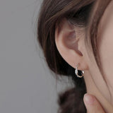 Silver Copper Zircon Geometric Hoop Earrings For Women Wedding