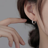Silver Copper Zircon Geometric Hoop Earrings For Women Wedding