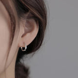 Silver Copper Zircon Geometric Hoop Earrings For Women Wedding