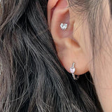 Silver Copper Zircon Heart Twist Hoop Earrings For Women