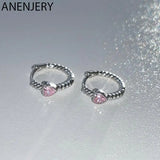 Silver Copper Zircon Heart Twist Hoop Earrings For Women