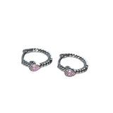Silver Copper Zircon Heart Twist Hoop Earrings For Women