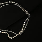 Silver Double Layer Anklet for Women Geometric Disc Anklet Bracelet
