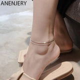 Silver Double Layer Anklet for Women Geometric Disc Anklet Bracelet