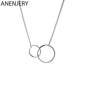 Silver Double Circle Clavicle Chain Necklace for Christmas S-N191