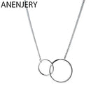 Silver Double Circle Clavicle Chain Necklace for Christmas S-N191