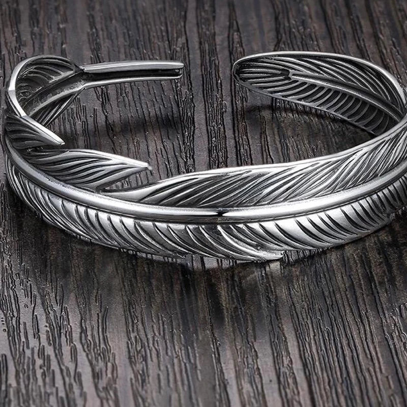 Vintage Thai Silver Wide Cuff Bracelet for Women Men