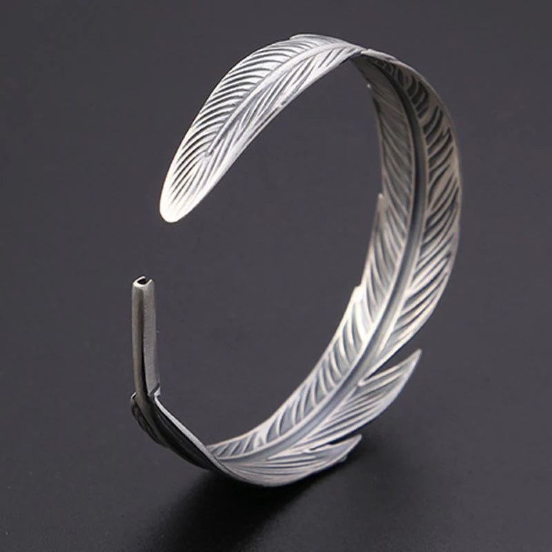 Vintage Thai Silver Wide Cuff Bracelet for Women Men