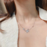 Silver Zircon Butterfly Necklace Female Pendant Clavicle Chain