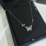 Silver Zircon Butterfly Necklace Female Pendant Clavicle Chain