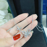 Silver Zircon Butterfly Necklace Female Pendant Clavicle Chain