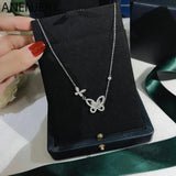Silver Zircon Butterfly Necklace Female Pendant Clavicle Chain