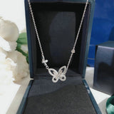 Silver Zircon Butterfly Necklace Female Pendant Clavicle Chain