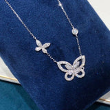 Silver Zircon Butterfly Necklace Female Pendant Clavicle Chain