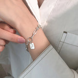 Silver GOOD LUCK Letter Bracelet for Women Square Disc Thai Silver Bracelet