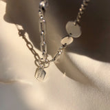 Silver GOOD LUCK Letter Bracelet for Women Square Disc Thai Silver Bracelet