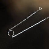 Silver Geometric Circle Asymmetric Chain Bracelet S-B448
