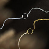 Silver Geometric Circle Asymmetric Chain Bracelet S-B448