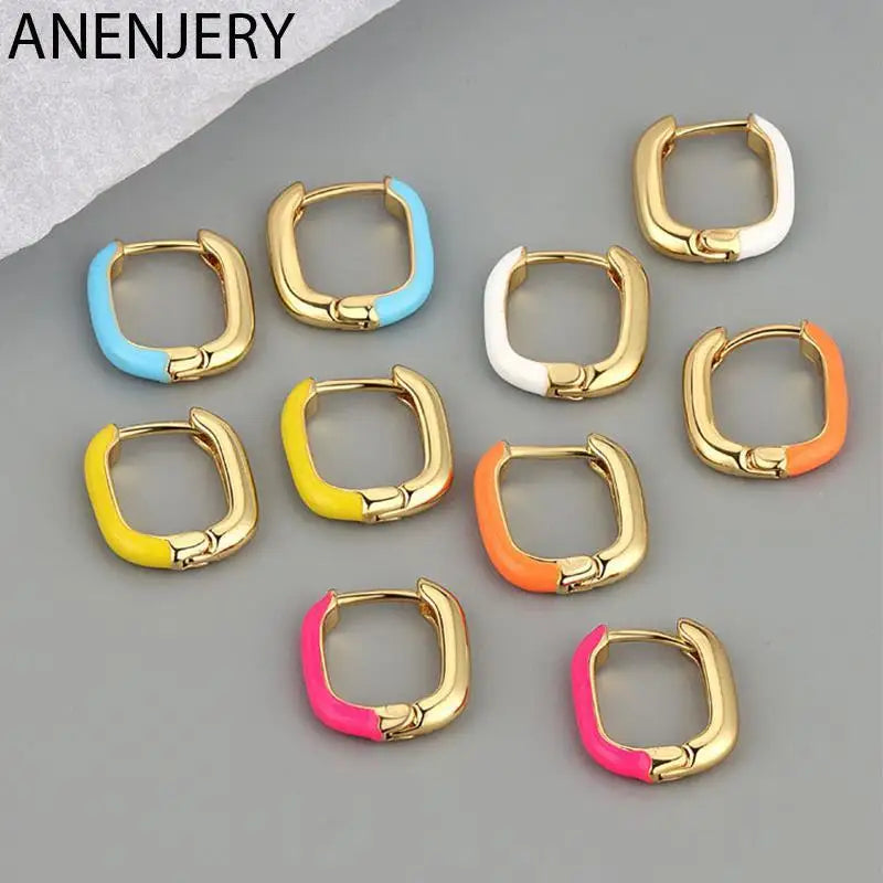 Colorful Geometric Hoop Earrings for Women